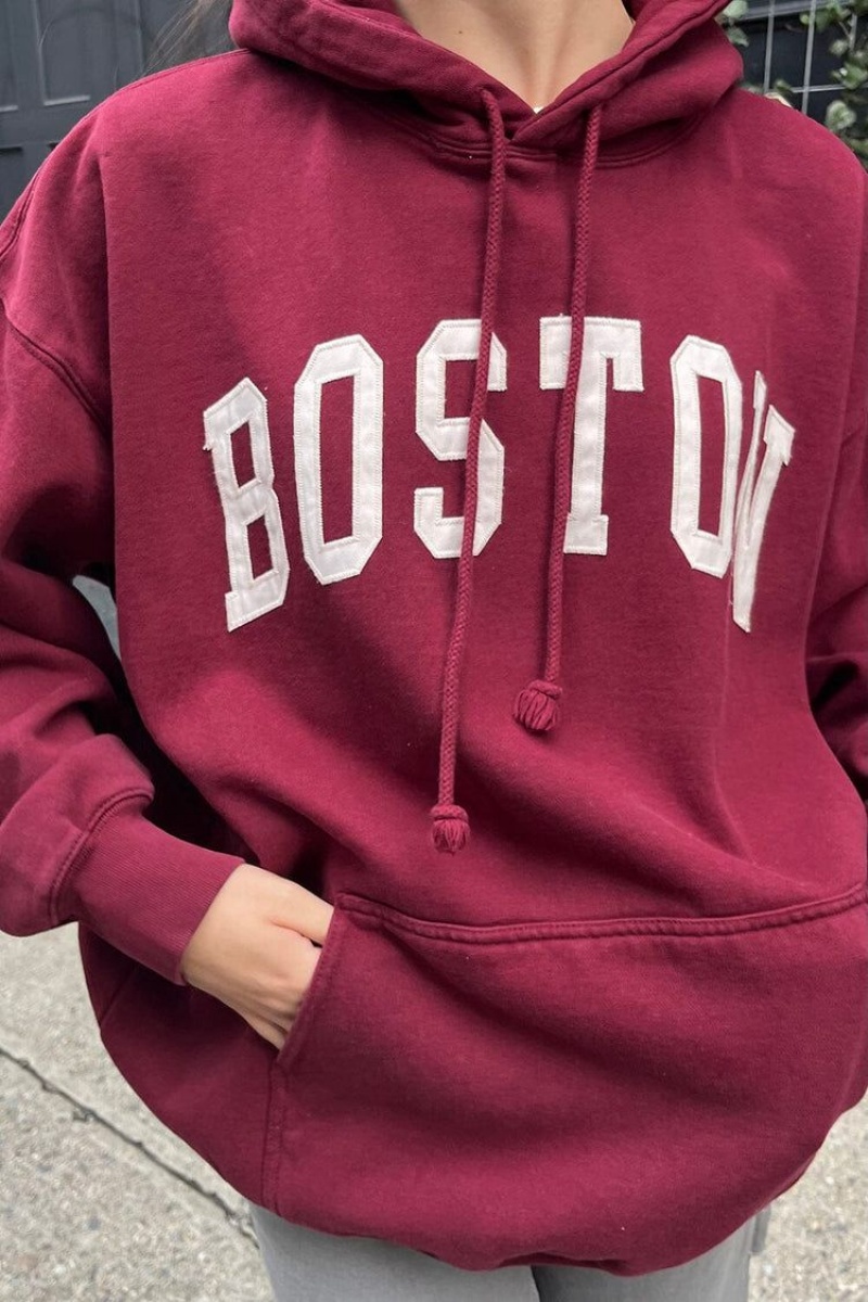 Sweat a Capuche Brandy Melville Christy Boston Bordeaux | LQP-64160336